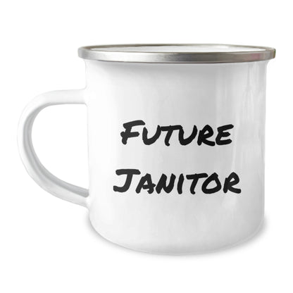 Funny Future Janitor Christmas Unique Gifts from Friends for Janitor Men Camping Mug - Stainless Steel with Enamel Finish - Image 1