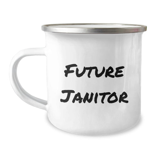 Funny Future Janitor Christmas Unique Gifts from Friends for Janitor Men Camping Mug - Stainless Steel with Enamel Finish - Image 1