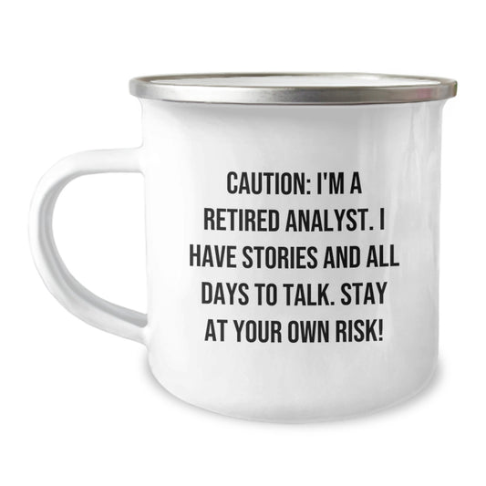 Gifts from Colleagues for Analysts Funny Camping Mug, Perfect Christmas Unique Gifts, Analyst Humor Mug - Image 1