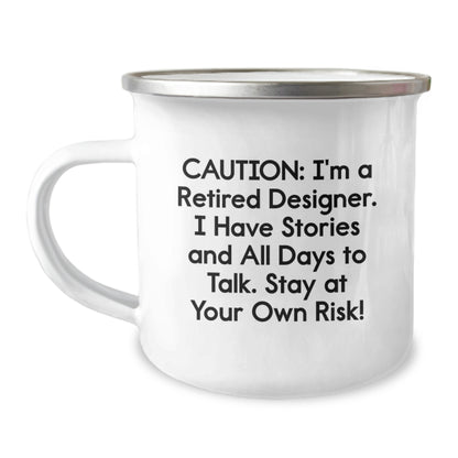 Funny Design Gifts from Friends for the Retired Designer Camping Mug, Christmas Unique Gifts, Designer Humor Mug - Image 1