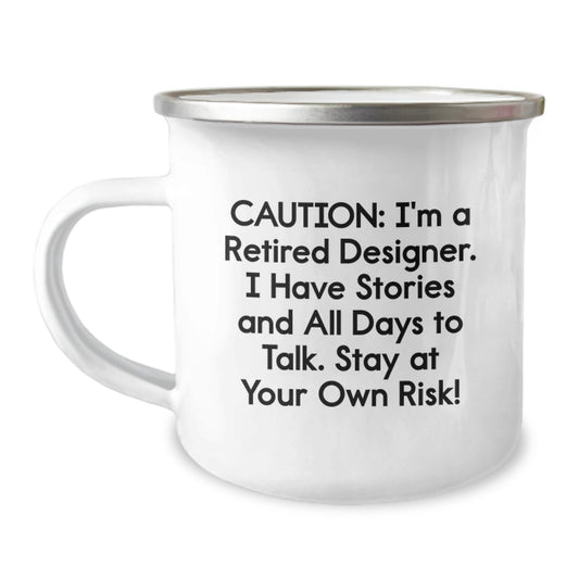 Funny Design Gifts from Friends for the Retired Designer Camping Mug, Christmas Unique Gifts, Designer Humor Mug - Image 1