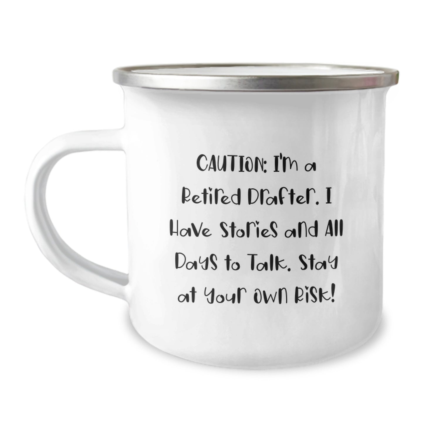Funny Gifts from Friends to Drafter Men - Retired Drafter Camping Mug, Christmas Unique Gifts for Drafter, Men's Enamel Steel Mug - Image 1