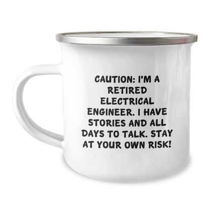 Funny Electrical Engineer Gifts for Men - Caution I'm A Retired Electrical Engineer Camping Mug - Unique Christmas Ideas for Coworkers - Image 1