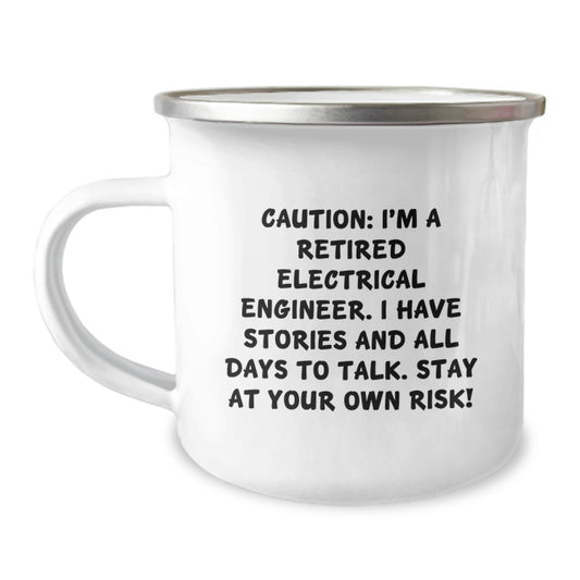 Funny Electrical Engineer Gifts for Men - Caution I'm A Retired Electrical Engineer Camping Mug - Unique Christmas Ideas for Coworkers - Image 1