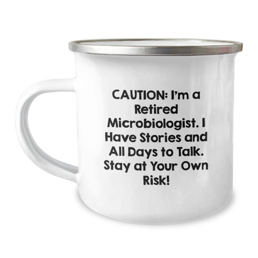 Funny Microbiologist Gifts - Camping Mug for Microbiologist Friends, Unique Christmas Unique Gifts from Men to Women, Stay At Your Own Risk - Image 1