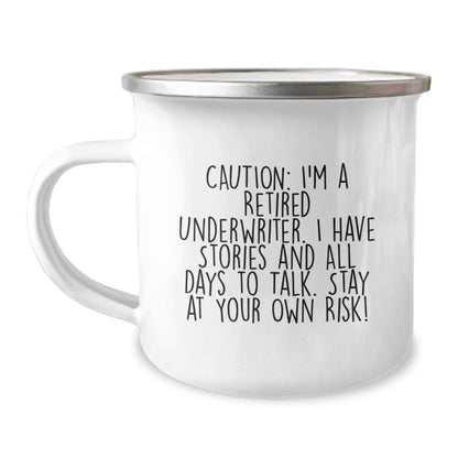 Funny Underwriter Gifts, Camping Mug for Friends from Retired Underwriter, Christmas Unique Gifts for Him - Image 1