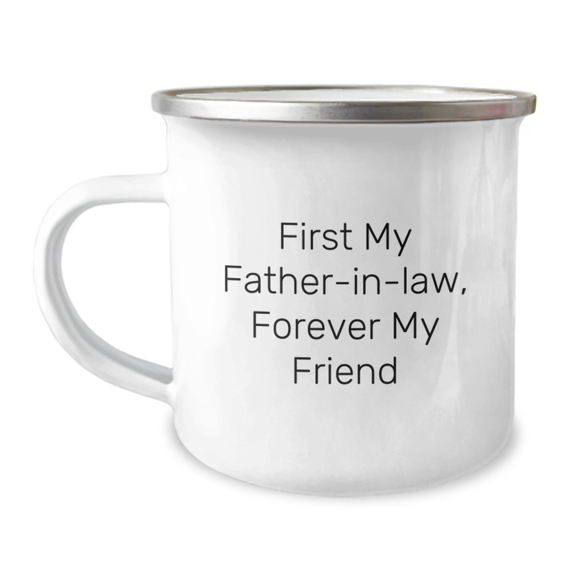 Funny Father-in-law Gifts from Men, Unique Camping Mug for Dad, Inspirational Quote 'First My Father-in-law, Forever My Friend', Christmas Unique Gifts - Image 1