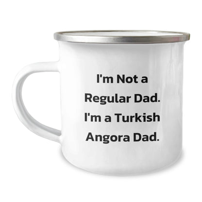 Turkish Angora Cat Dad Camping Mug, Funny Quote Gifts from Men to Friends for Birthday - Image 1