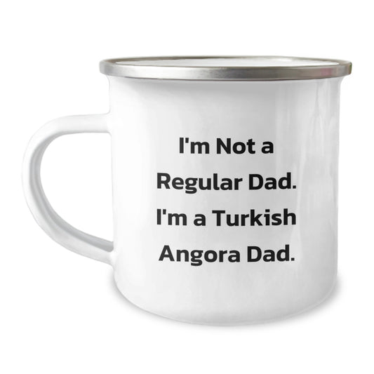 Turkish Angora Cat Dad Camping Mug, Funny Quote Gifts from Men to Friends for Birthday - Image 1