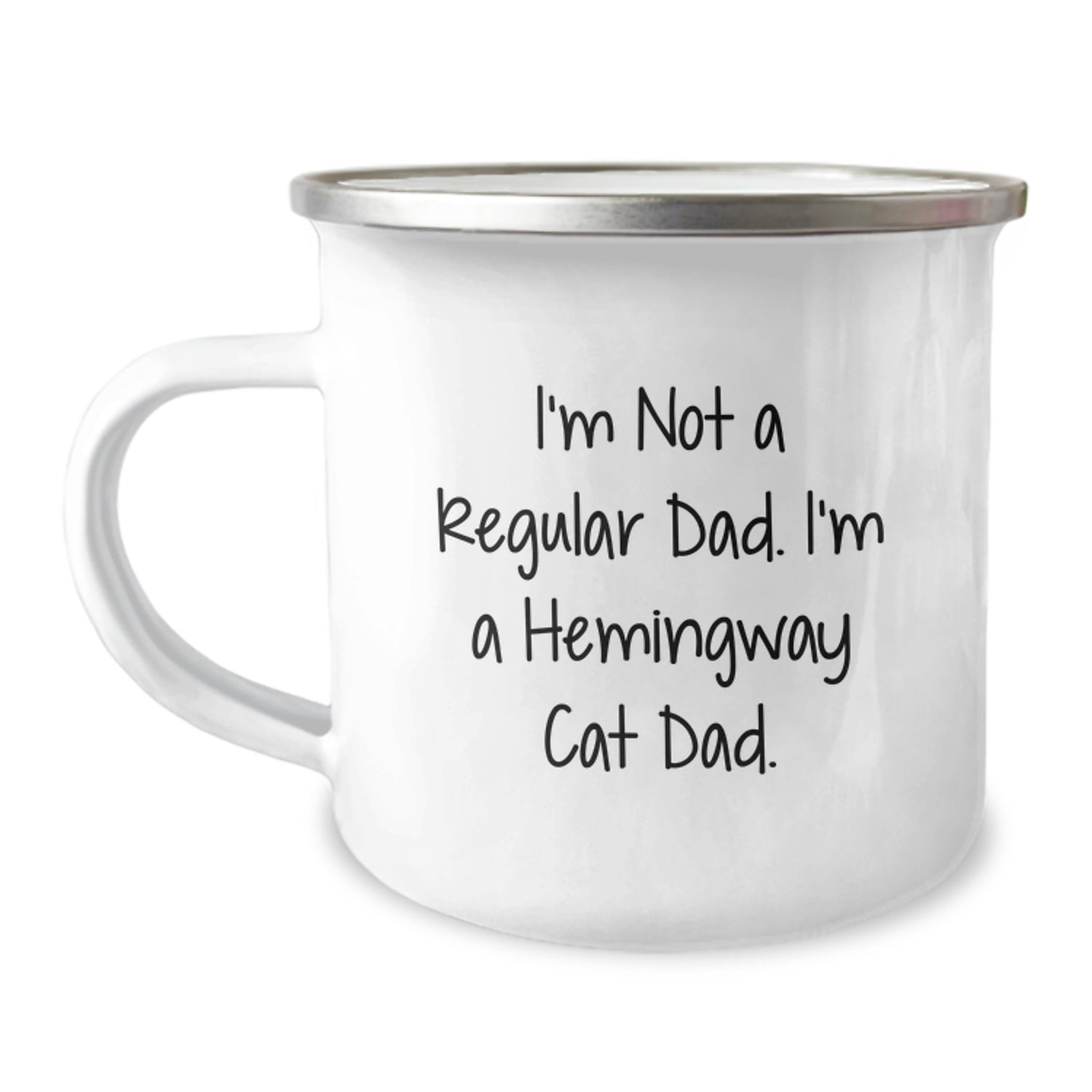 Funny Hemingway Cat Dad Camping Mug for Him Gifts from Friends and Family, Birthday Unique Gifts for Men, 'I'm Not A Regular Dad. I'm A Hemingway Cat Dad.' - Image 1