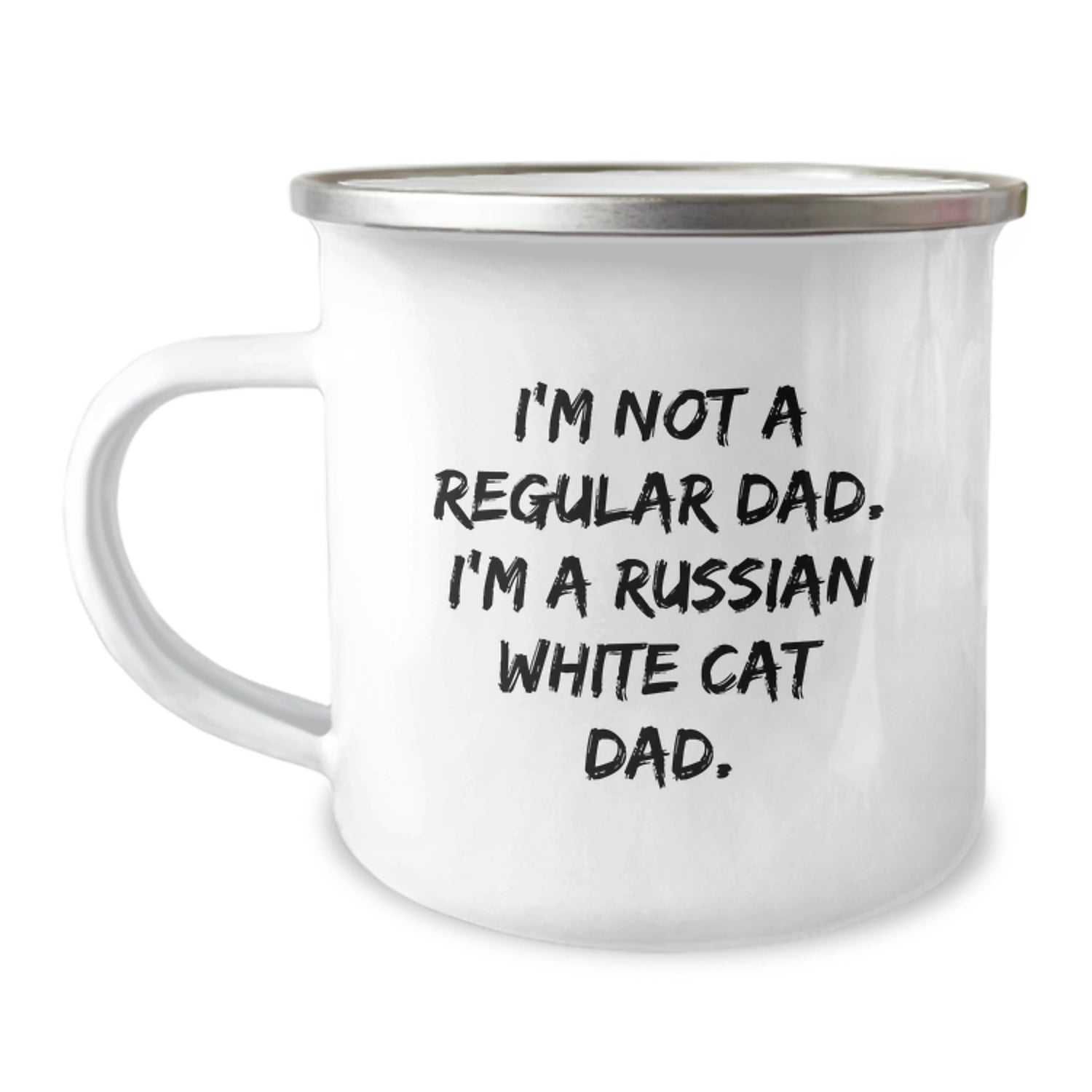 Russian White Cat Dad Gifts from Men to Family - Funny Camping Mug for Birthday Unique Gifts - Image 1