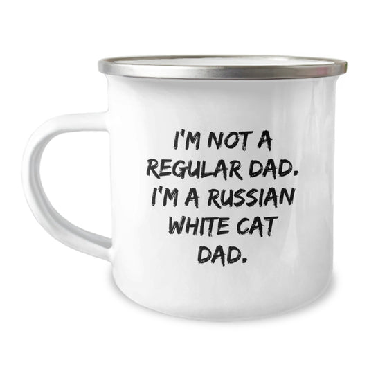 Russian White Cat Dad Gifts from Men to Family - Funny Camping Mug for Birthday Unique Gifts - Image 1