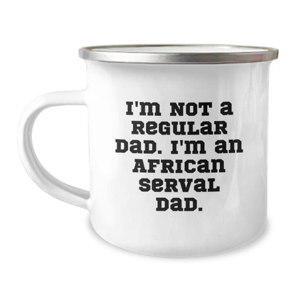 Funny African Serval Cat Gifts from Dad, African Serval Cat Dad Camping Mug, Ideal Gift for Dad on Christmas Unique Gifts - Image 1