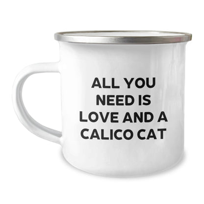 Funny Calico Cat Camping Mug Gifts from Men to Friends for Calico Cat Lovers on Christmas - Image 1