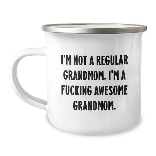 Funny Grandmom Gifts from Family for Christmas Unique Presents Camping Mug 'I'm Not A Regular Grandmom' - Image 1