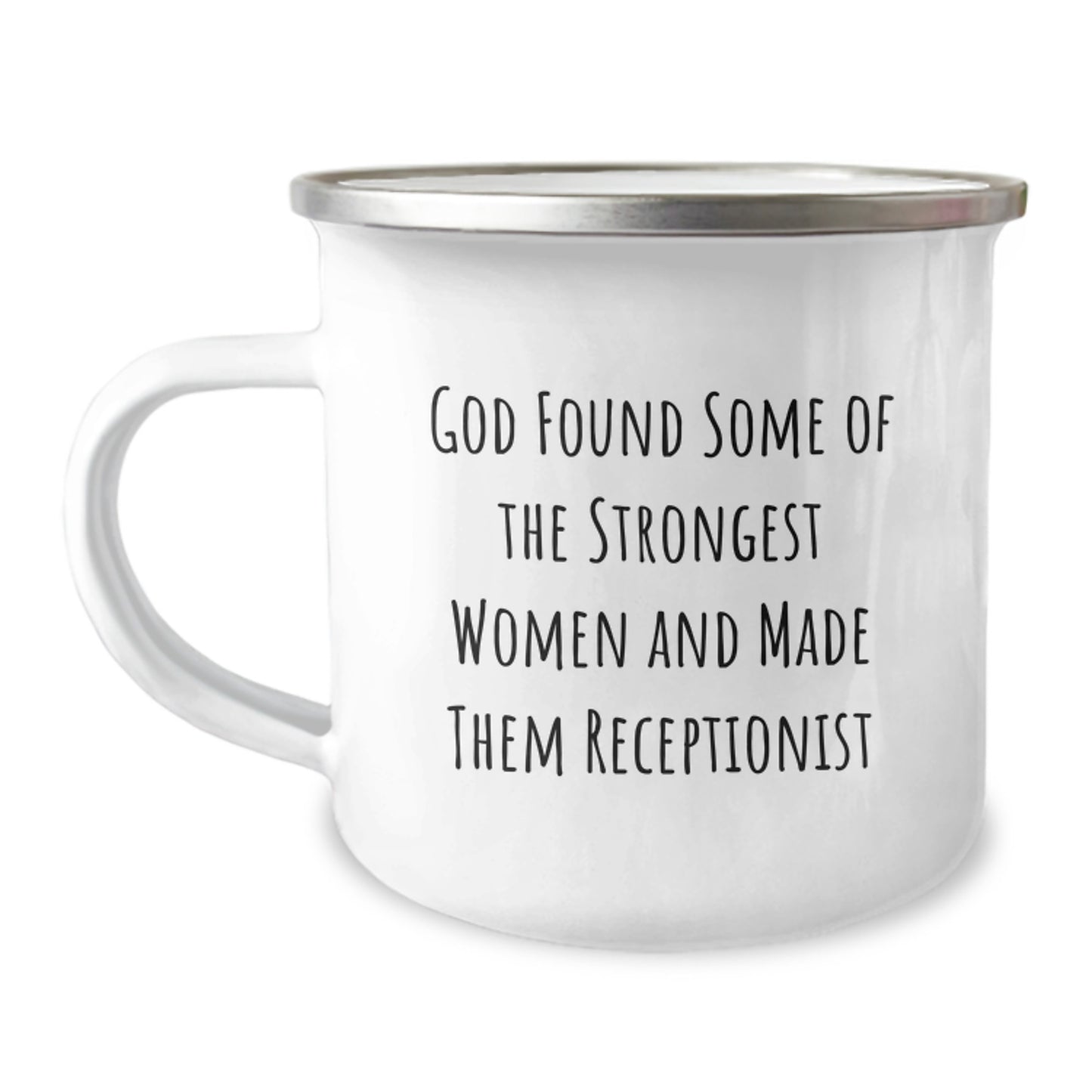 Funny Receptionist Gifts for Women - 'God Found Some Of The Strongest Women And Made Them Receptionist' Unique Christmas Mugs Camping Mug for Receptionist Friends Coworkers Family - Image 1