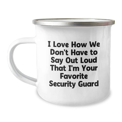 Funny Security Guard Gifts for Men, Unique Camping Mug for Security Guard Friends, 'I Love How We Don't Have To Say Out Loud' Christmas Unique Gifts from Friends - Image 1