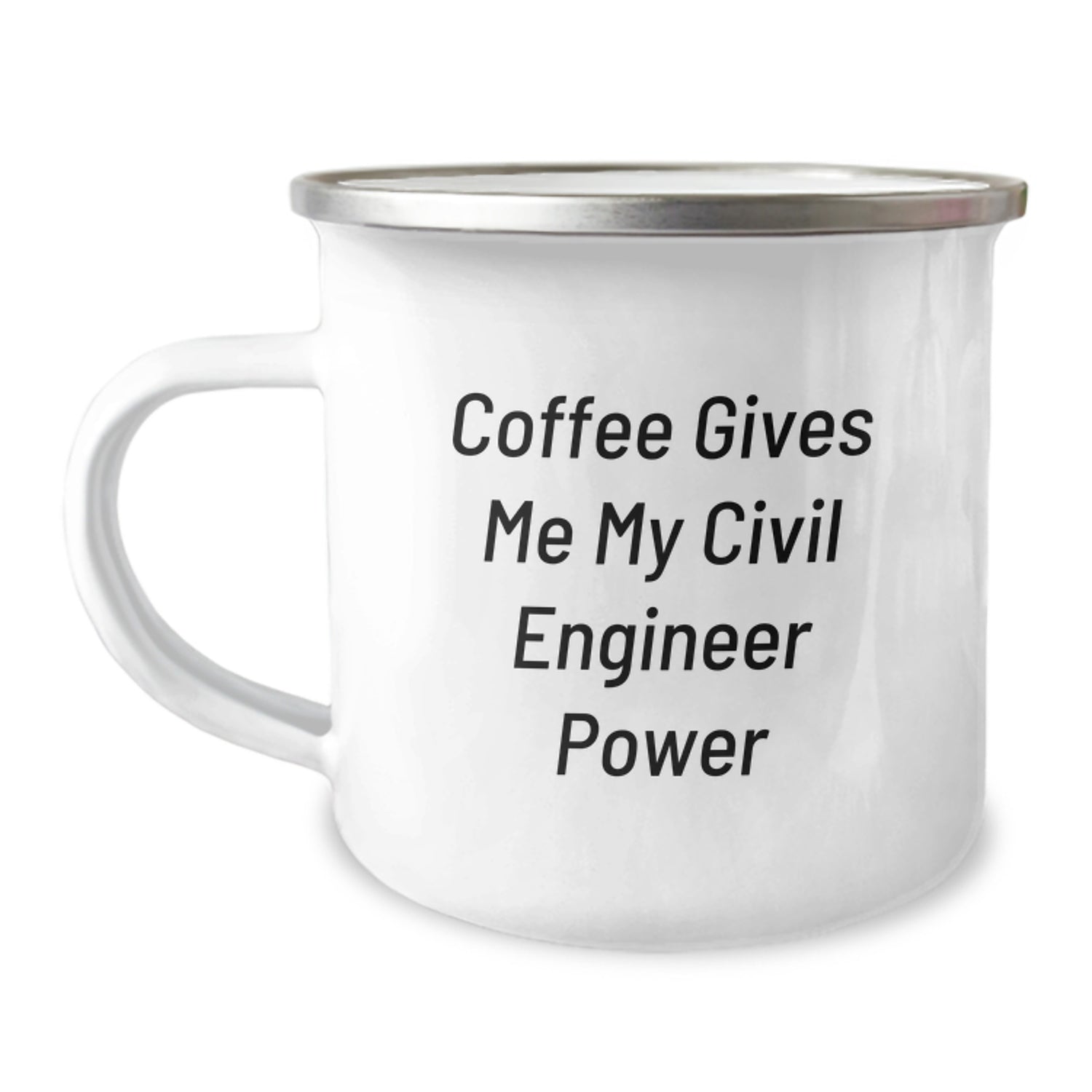 Funny Civil Engineer Gifts for Him or Her, Coffee Mug for Birthday, 'Coffee Gives Me My Civil Engineer Power' Mug, Stainless Steel Camping Mug, 12 oz - Image 1
