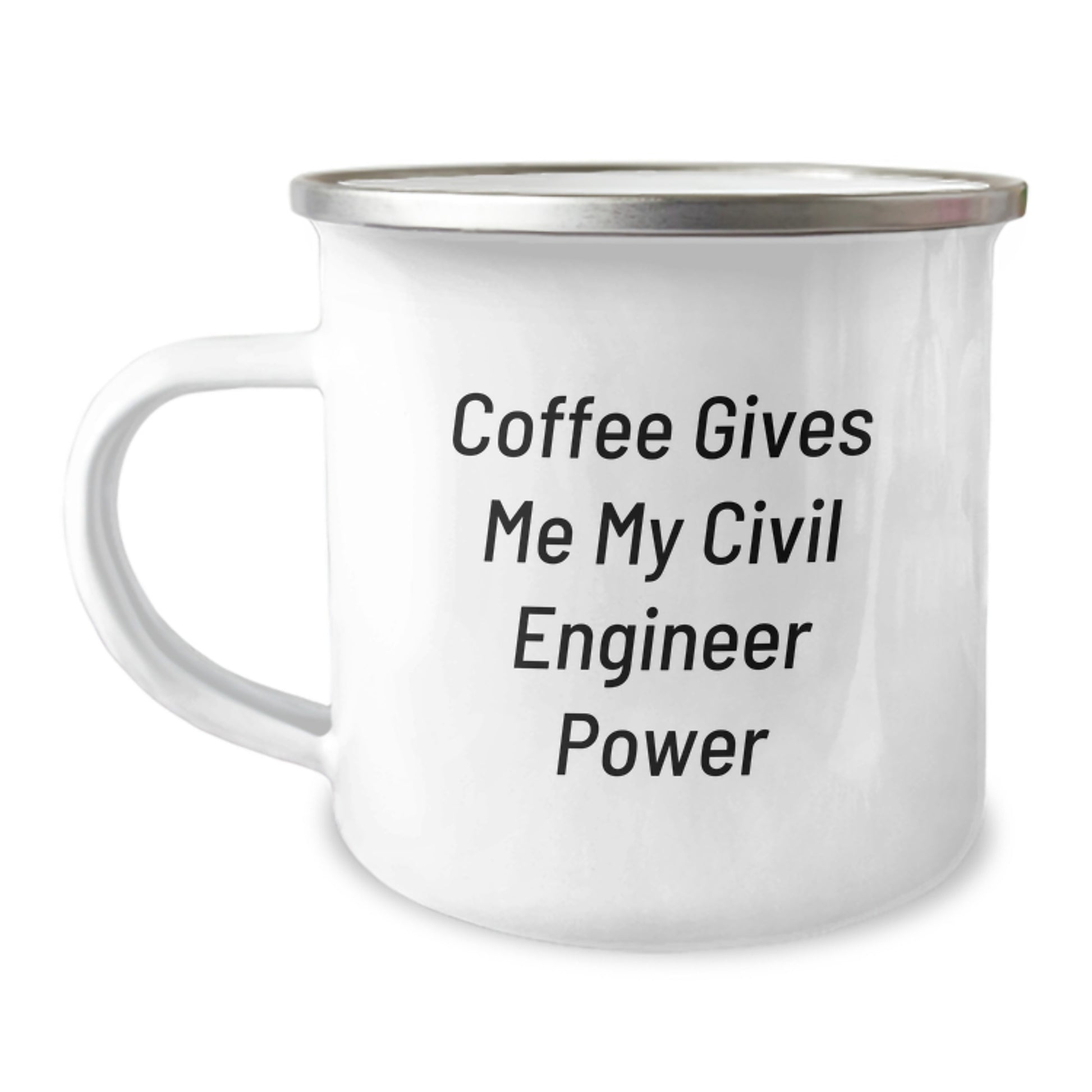 Funny Civil Engineer Gifts for Him or Her, Coffee Mug for Birthday, 'Coffee Gives Me My Civil Engineer Power' Mug, Stainless Steel Camping Mug, 12 oz - Image 1