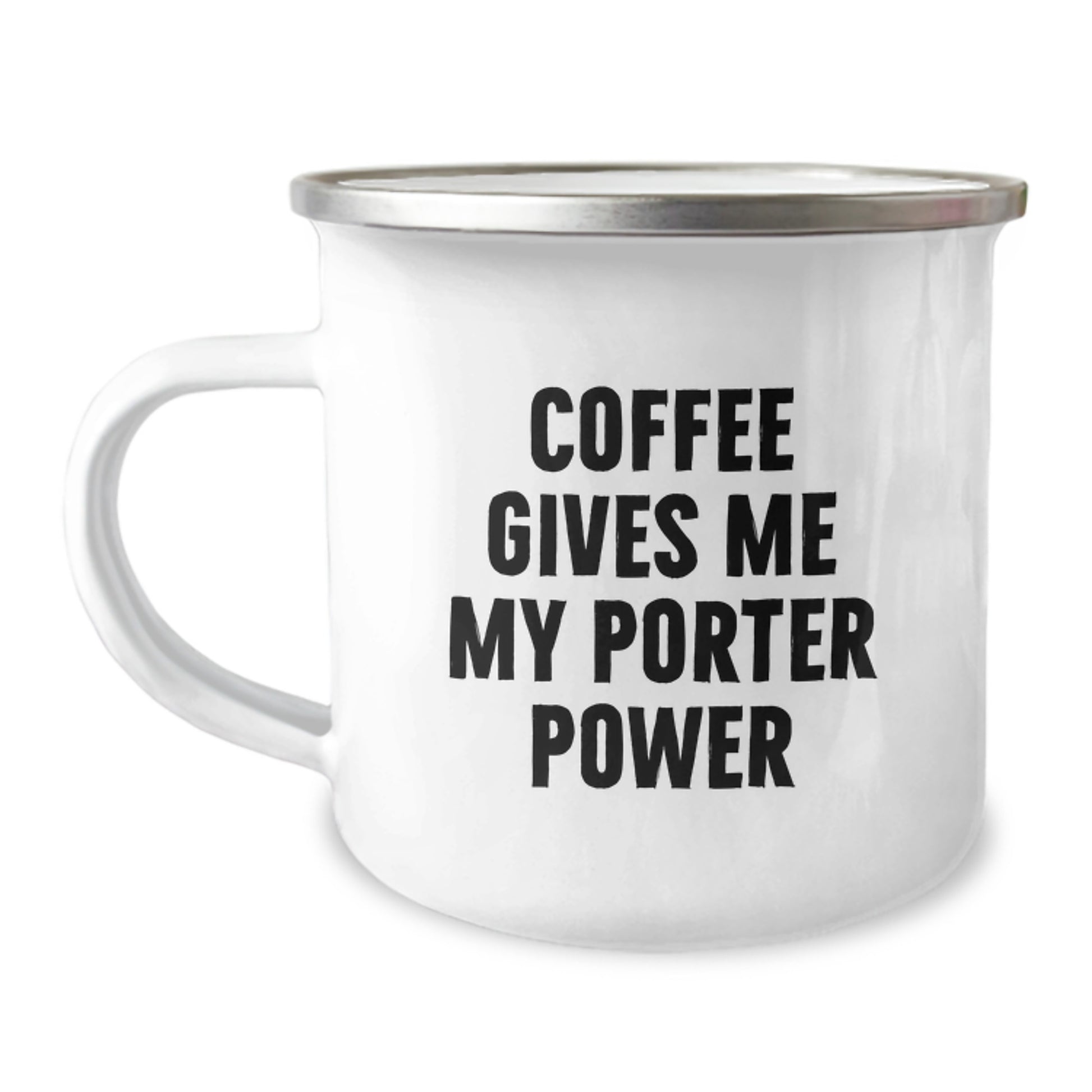 Funny Porter Gifts from Men, Unique Christmas Mugs for Porter, Camping Mug with Coffee Gives Me My Porter Power - Image 1