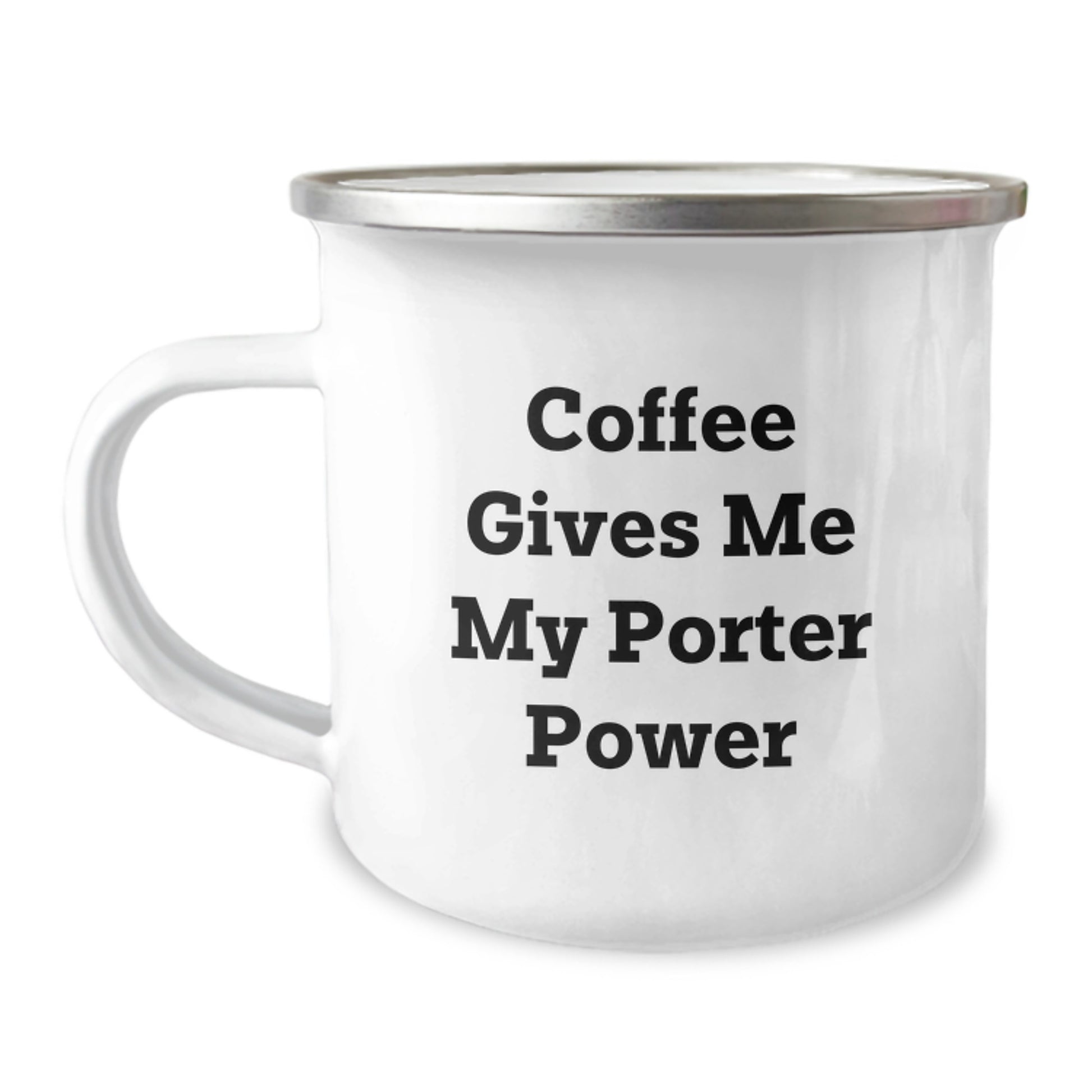 Porter Camping Mug Gifts from Friends - Funny Quote 'Coffee Gives Me My Porter Power' for Christmas Unique Gifts - Image 1