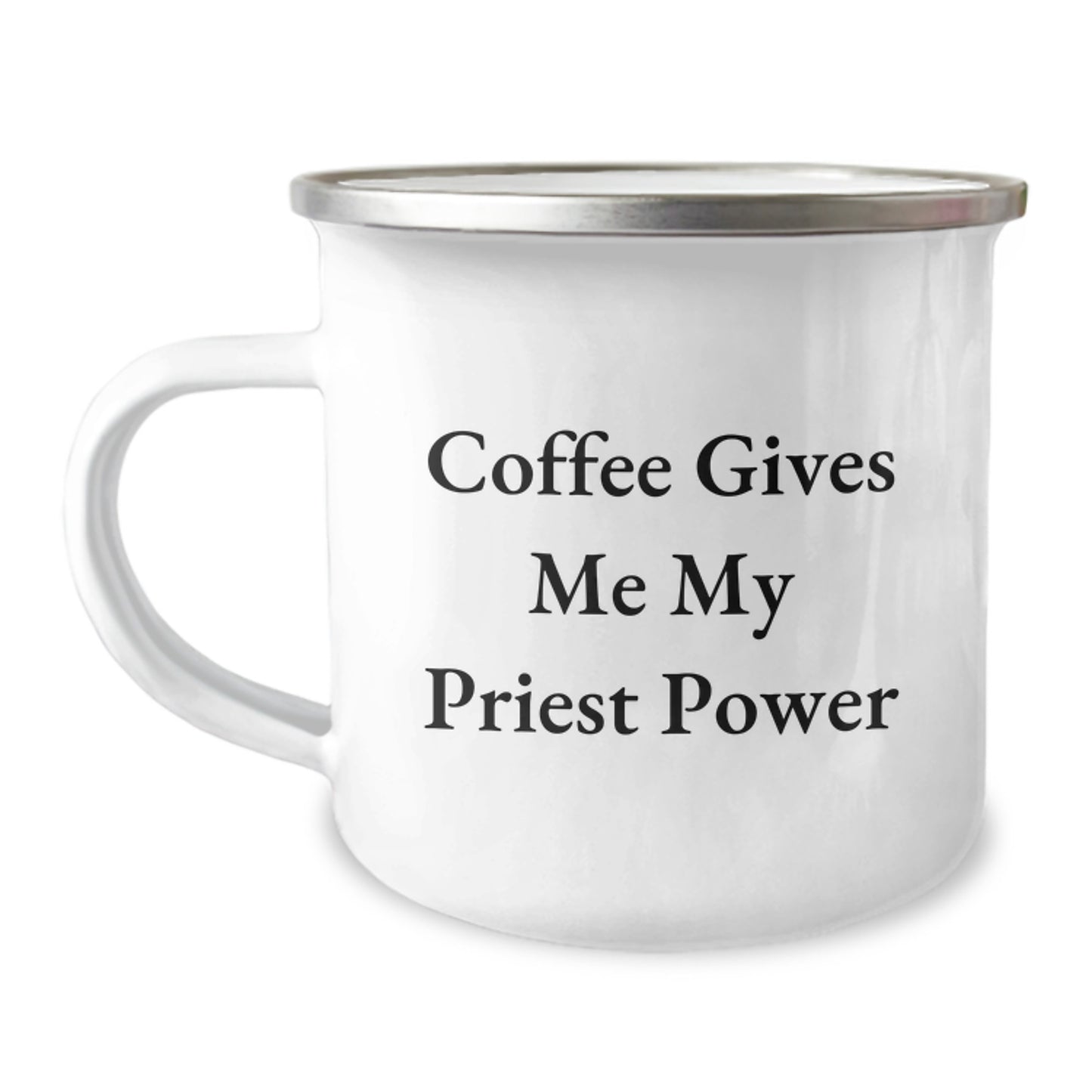 Funny Priest Gifts for Men from Friends - Coffee Gives Me My Priest Power Christmas Unique Mugs Camping Mug - Image 1