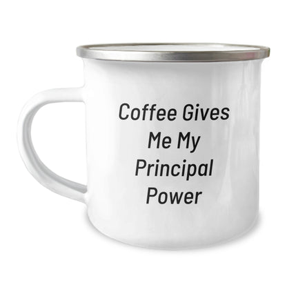 Funny Principal Gifts for Men - Coffee Gives Me My Principal Power, Christmas Unique Gifts, Gifts from Men to Their Principal, Principal Camping Mug - Image 1