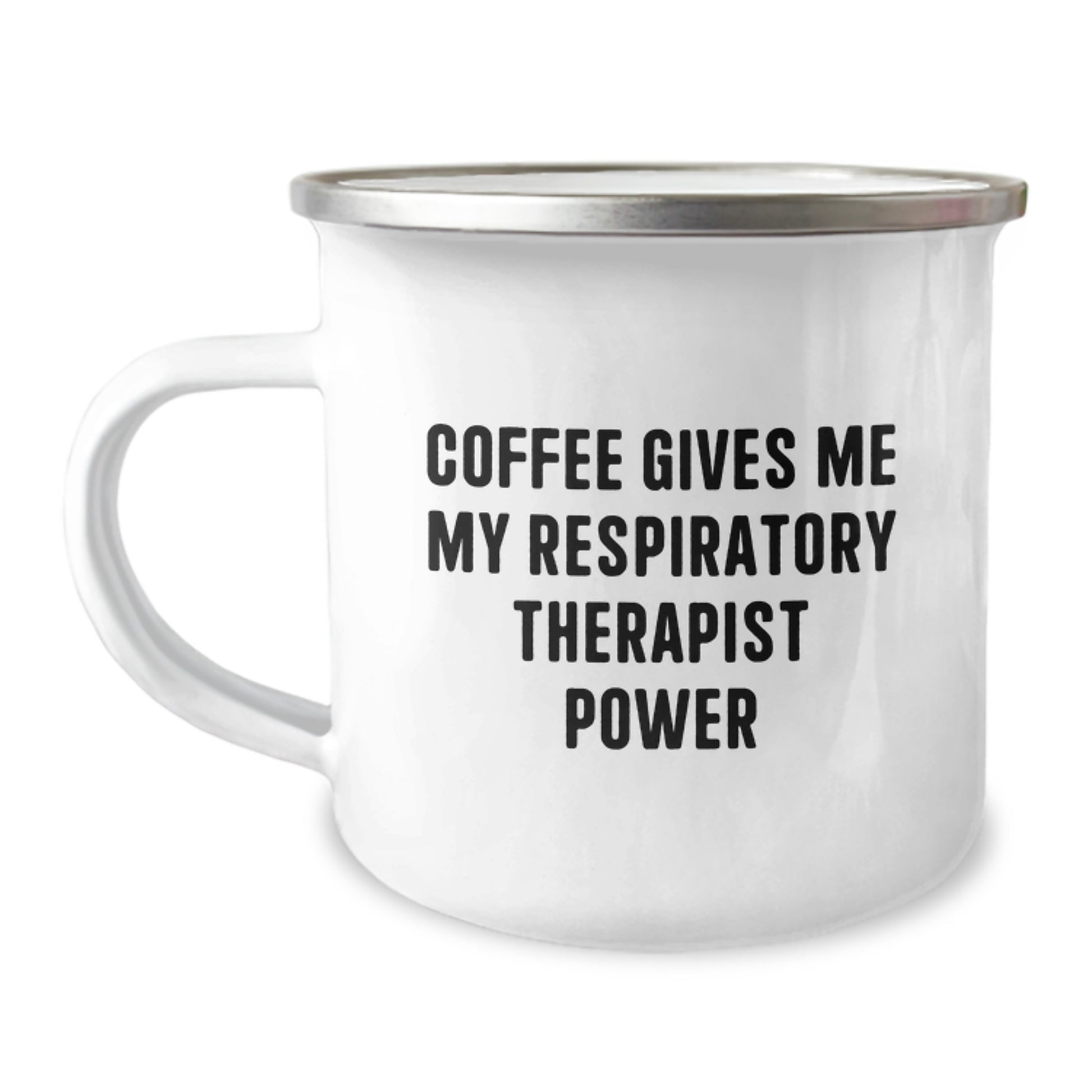 Funny Respiratory Therapist Coffee Mug for Birthday Unique Gifts from Family and Friends to Respiratory Therapist, 'Coffee Gives Me My Respiratory Therapist Power' - 12 oz Stainless Steel Camping Mug - Image 1