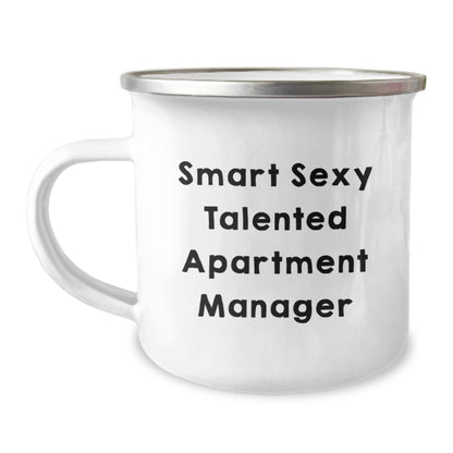 Funny Apartment Manager Gifts, Smart Sexy Talented Quote, Valentine's Unique Camping Mug for Apartment Manager Friends - Image 1