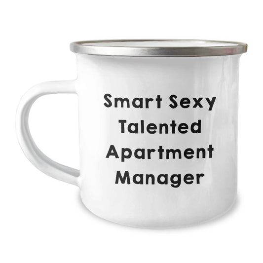 Funny Apartment Manager Gifts, Smart Sexy Talented Quote, Valentine's Unique Camping Mug for Apartment Manager Friends - Image 1
