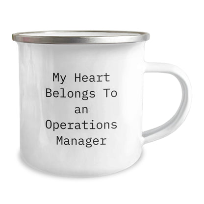 Funny Operations Manager Gifts for Men - 'My Heart Belongs To An Operations Manager' Christmas Unique Gifts from Friends - Camping Mug, 12 oz Stainless Steel - Image 2