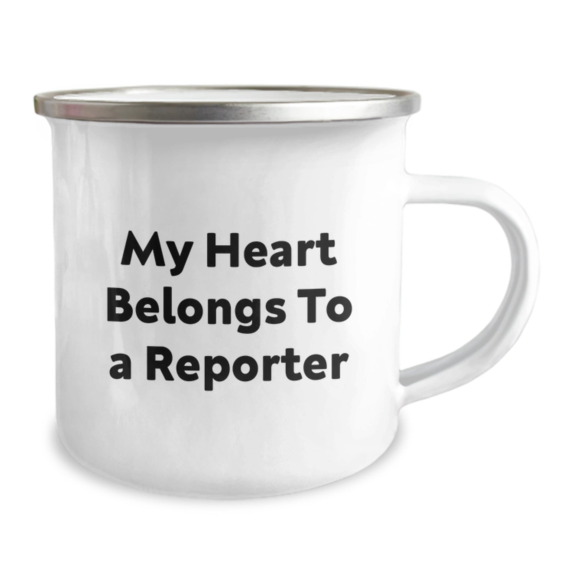 Funny Reporter Gifts from Friends, My Heart Belongs To A Reporter Camping Mug for Reporter's Birthday - Image 2