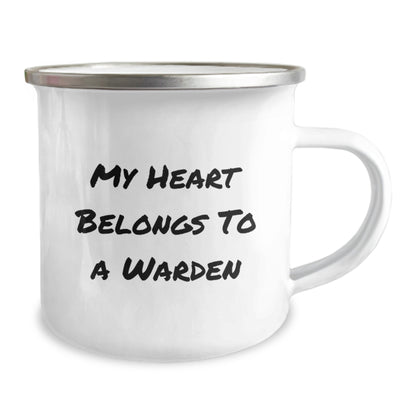 Funny Warden Gifts, My Heart Belongs To A Warden, Warden Camping Mug - Christmas Unique Gifts from Family to Warden - Image 2