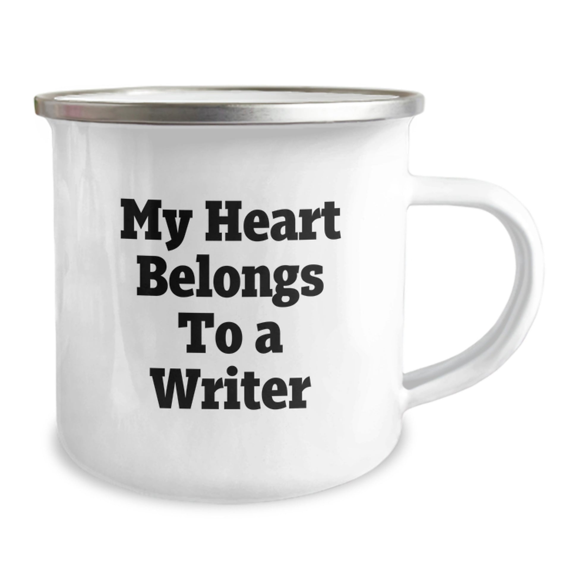 Funny Writer Gifts from Men, Unique Christmas Unique Gifts for Writer Friends, 'My Heart Belongs To A Writer' Camping Mug - Image 2