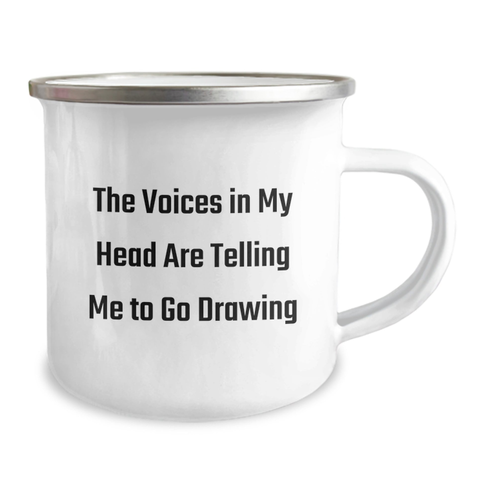 Funny Drawing Gifts for Friends, Unique Christmas Memorable Presents from Family, 'The Voices In My Head Are Telling Me To Go Drawing' Camping Mug - Image 2