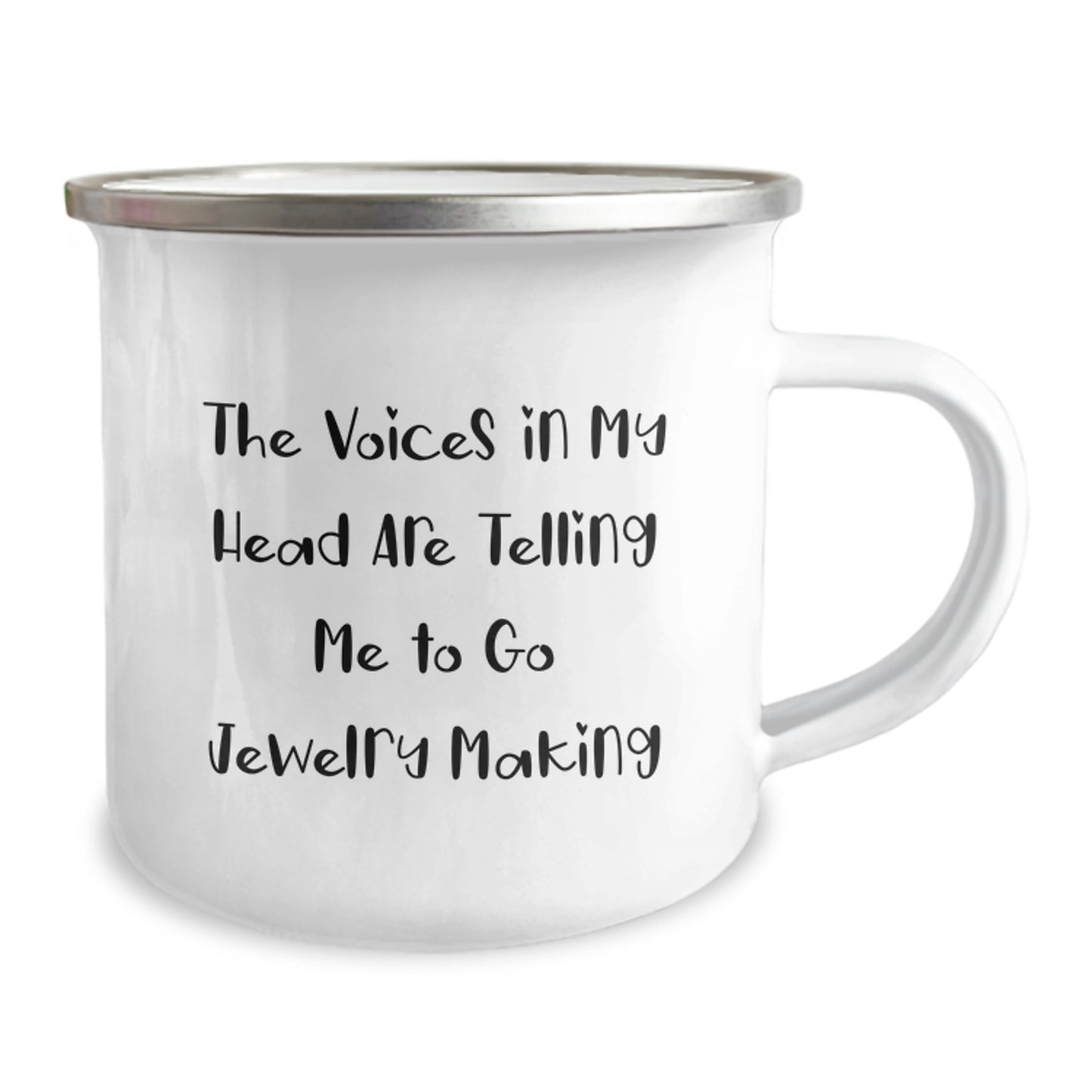 Jewelry Making Gifts for Friends, Funny Quote Camping Mug, Birthday Unique Gifts from Family, 'The Voices In My Head Are Telling Me To Go Jewelry Making' Mug - Image 2