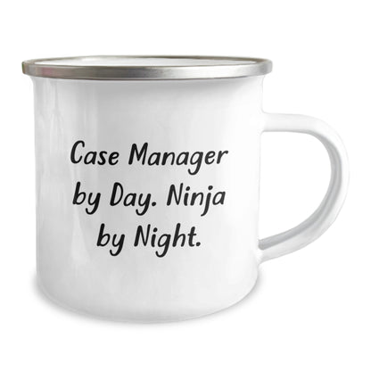 Funny Case Manager Gifts for Men, Case Manager Camping Mug for Christmas Unique Presents from Friends to Family, 'Case Manager By Day. Ninja By Night.' - Image 2