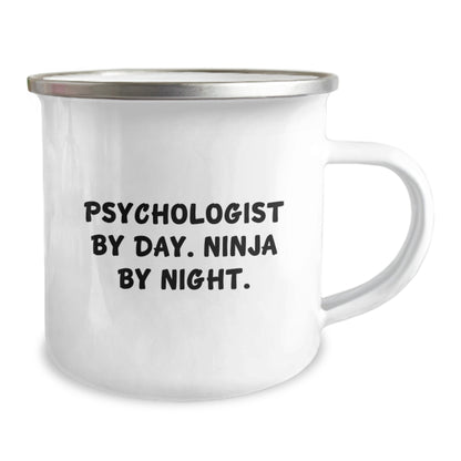 Funny Psychologist Gifts, Christmas Unique Mugs for Men, Women, Friends - 'Psychologist By Day. Ninja By Night.' Camping Mug - Image 2