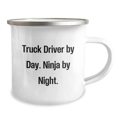 Truck Driver Gifts from Friends - Funny Camping Mug for Christmas Unique, 'Truck Driver By Day. Ninja By Night.' - Image 2
