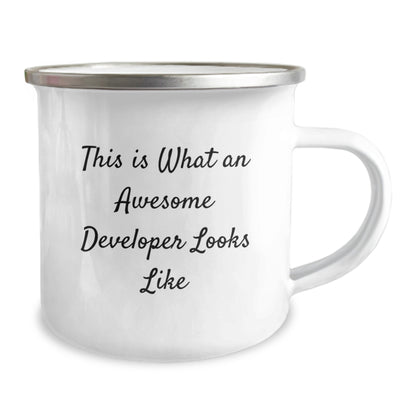 Gifts from Friends to Awesome Developer Christmas Unique Mugs This 'Is What An Awesome Developer Looks Like' Funny Quote - Image 2