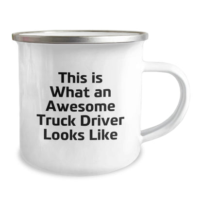 Funny Gift for Truck Drivers, Awesome Christmas Unique Gifts from Friends, Men's Stainless Steel Camping Mugs with Quote This Is What An Awesome Truck Driver Looks Like - Image 2