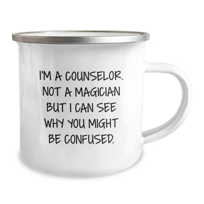 Funny Counselor Gifts from Friends for Christmas, Camping Mug I'm A Counselor, Not A Magician But I Can See Why You Might Be Confused. - Image 2
