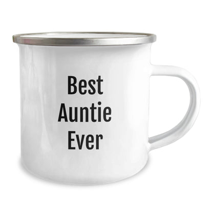 Funny Gifts from Men to Best Auntie Ever Camping Mug, Unique Christmas Unique Gifts for Aunties, Stainless Steel Enamel Finish, Perfect Camping Mug for Family - Image 2