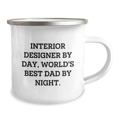 Funny Interior Designer Gifts for Men from Dad, Unique Camping Mug for Interior Designer By Day, World's Best Dad By Night - Christmas Unique Gifts - Image 2