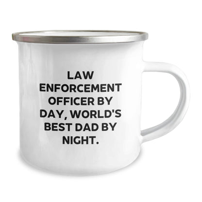 Funny Law Enforcement Officer Gifts, Men's Camping Mug - World's Best Dad by Night, Unique Christmas Unique Gifts for Family from Dad - Image 2