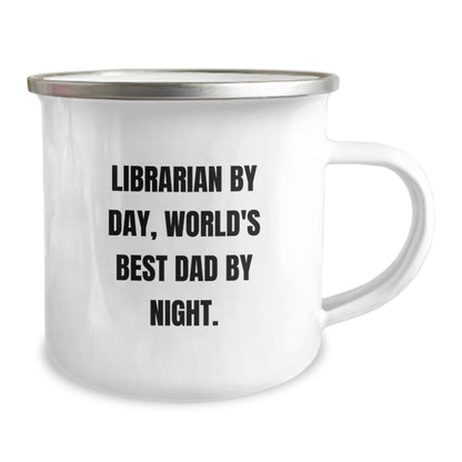 Funny Librarian Gifts for Men, Camping Mug for Librarian by Day, World's Best Dad By Night, Unique Christmas Unique Gifts from Family to Librarian - Image 2