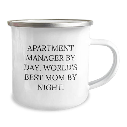Funny Gifts from Friends and Family for Apartment Manager, World's Best Mom By Night Camping Mug - Christmas Unique Gifts for Men and Women - Stainless Steel with Enamel Finish - Image 2