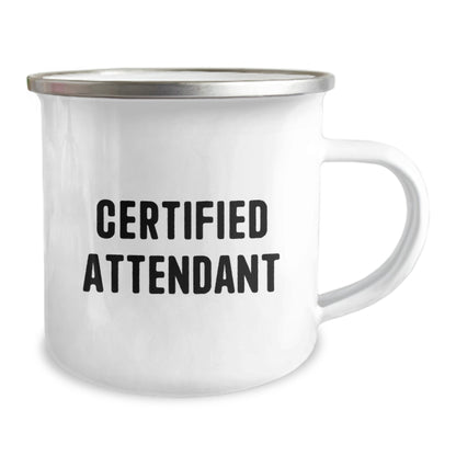 Funny Certified Attendant Gifts from Friends for Birthday - Camping Mug, 12 oz Stainless Steel with Enamel Finish, Quote: 'Life's an Adventure' - Gift for Attendant - Image 2