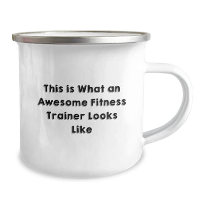 Gifts from Friends, Fitness Trainers Need Awesome Mugs Too, This Is What An Awesome Fitness Trainer Looks Like Funny Quote Camping Mug - Image 2