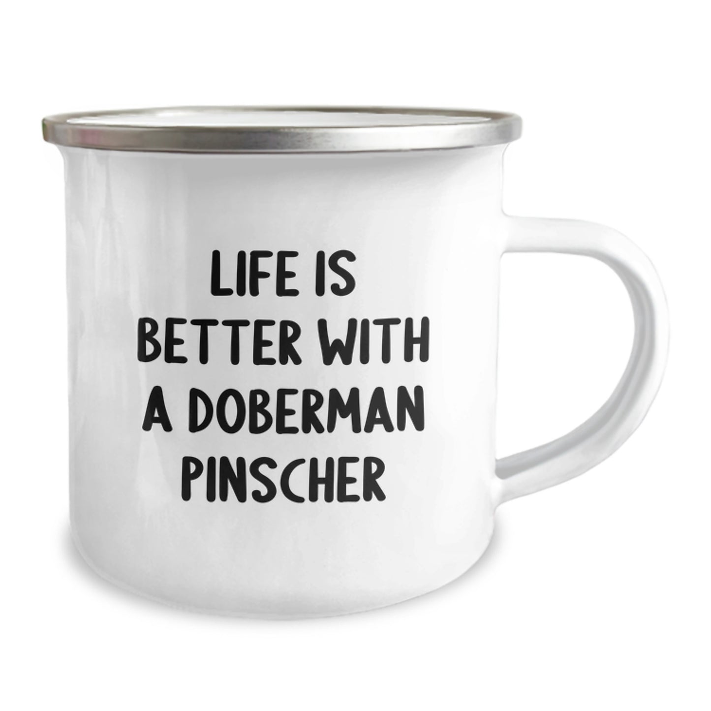Doberman Pinscher Dog Lover Gifts from Men to Family - Life Is Better With A Doberman Pinscher Valentine's Unique Camping Mug - Image 2